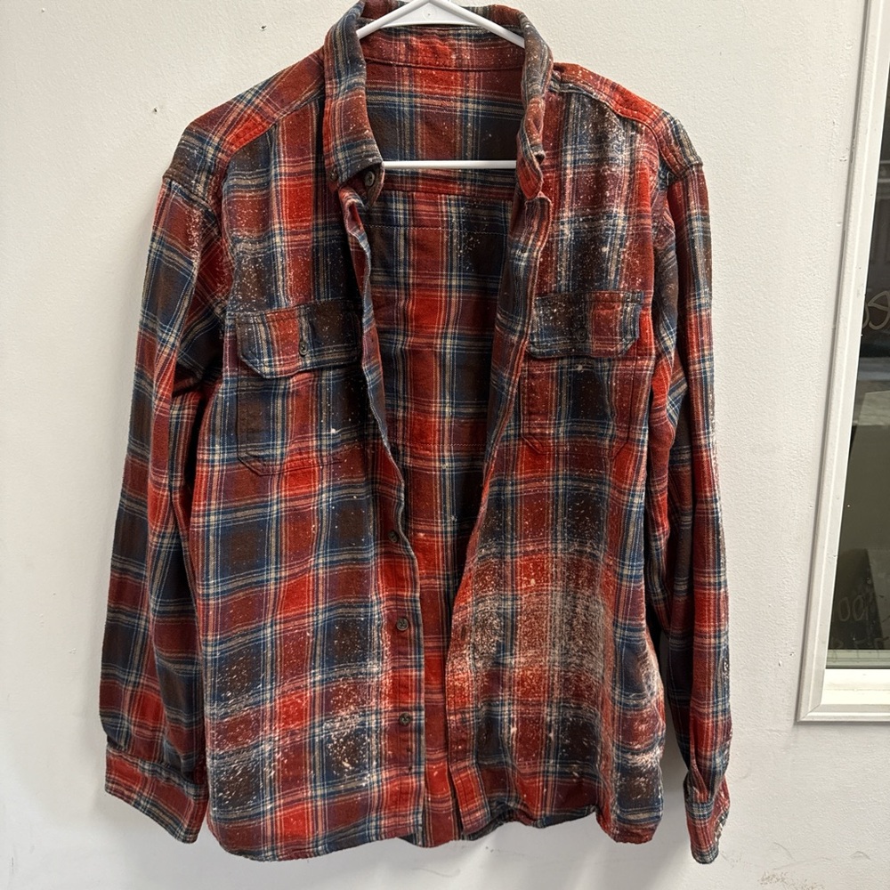 Men's Red and Blue Plaid Shirt